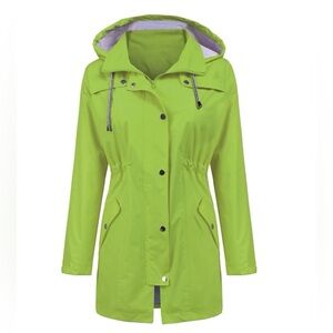 LOMON Raincoat Women Waterproof Long Hooded Trench Coats Lined Windbreaker S-sm